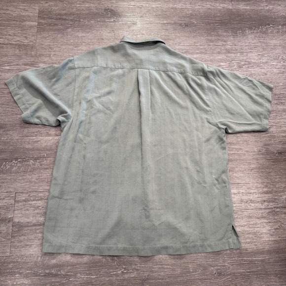 Vintage Tommy Bahama Shirt Mens Large Green Plaid Hawaiian Short Sleeve Silk - Picture 5 of 8